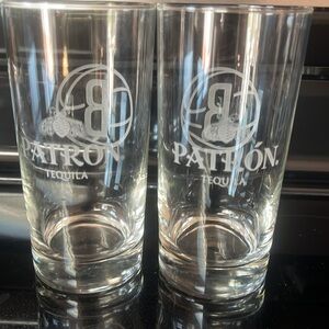 Brooklyn Nets Clear Glass Set of 2. With a Patron Tequila Inscription on them
